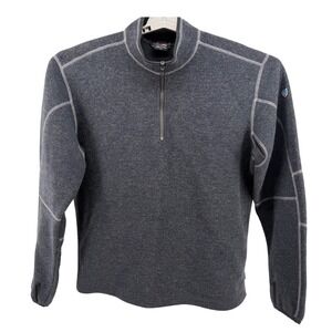 Kuhl ThermoKore Mens XL Quarter Zip Pullover Wool Blend Sweater Charcoal Grey